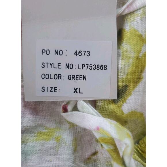 Hester & Orchard Linen Blend XL Watercolor Floral 3/4 Puff Sleeve Peasant Top - Picture 9 of 10